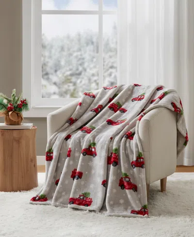 Premier Comfort Cozy Plush Printed Throw Blanket, 50" X 70", Exclusively At Macy's In Holiday Cars
