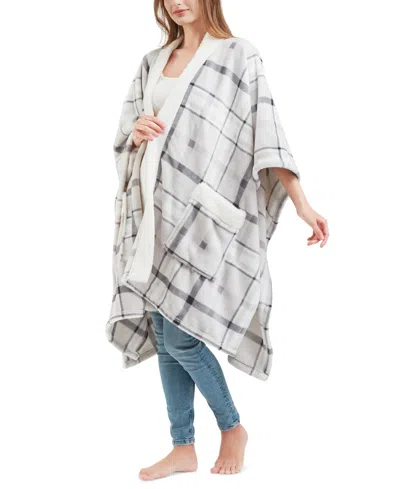 Premier Comfort Cozy Plush Printed Wrap, 50" X 70", Created For Macy's In Grey Plaid