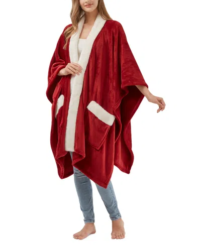 Premier Comfort Cozy Plush Printed Wrap, 50" X 70", Exclusively At Macy's In Merlot