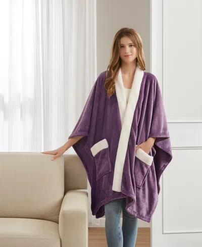 Premier Comfort Cozy Plush Printed Wrap, 50" X 70", Exclusively At Macy's In Purple
