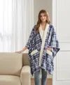 Premier Comfort Cozy Plush Printed Wrap, 50" X 70", Exclusively At Macy's In Blue