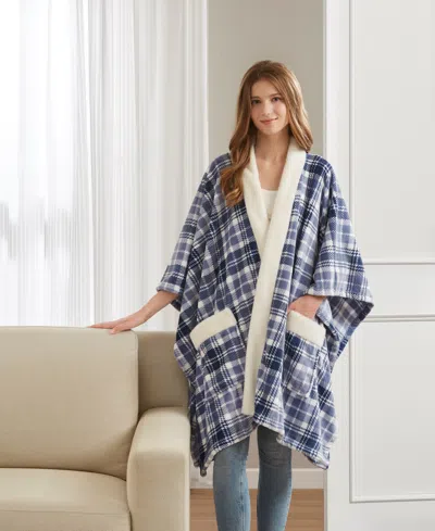 Premier Comfort Cozy Plush Printed Wrap, 50" X 70", Exclusively At Macy's In Blue