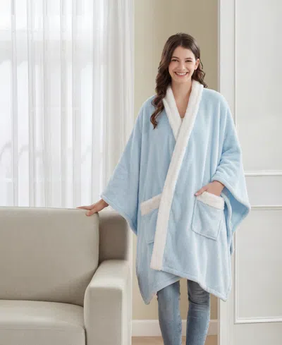 Premier Comfort Cozy Plush Printed Wrap, 50" X 70", Exclusively At Macy's In Blue