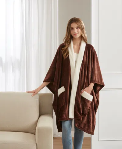Premier Comfort Cozy Plush Printed Wrap, 50" X 70", Exclusively At Macy's In Brown