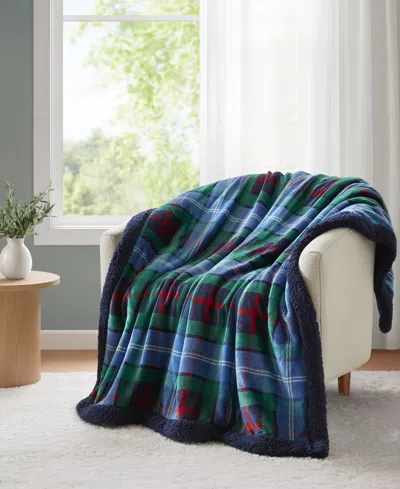 Premier Comfort Cozy Plush To Sherpa Throw, 50" X 60" In Blue