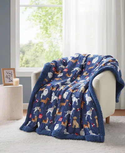 Premier Comfort Cozy Plush To Sherpa Throw, 50" X 60" In Blue