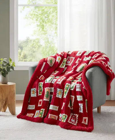 Premier Comfort Cozy Plush To Sherpa Throw, 50" X 60" In Red