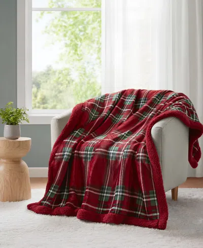 Premier Comfort Cozy Plush To Sherpa Throw, 50" X 60" In Red