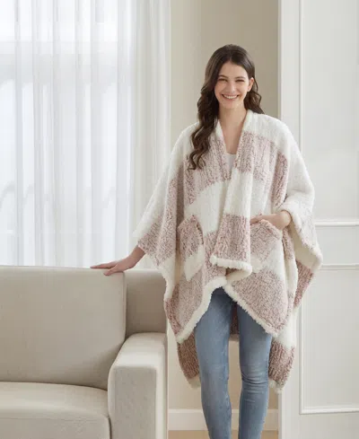 Premier Comfort Cozy Sherpa Wrap, 50" X 60" In Red Stripe