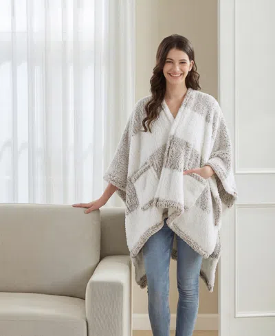 Premier Comfort Cozy Sherpa Wrap, 50" X 60" In Toffee Stripe