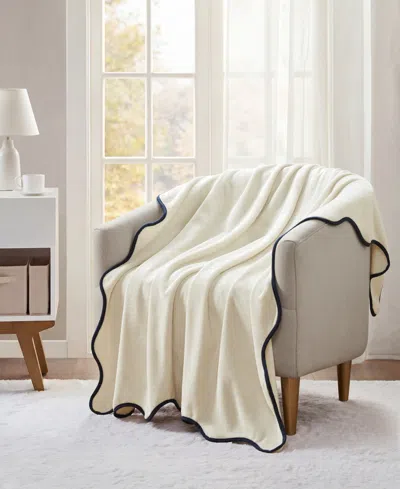 Premier Comfort Cozy Soft Plush Scallop Edge Throw, 50" X 60" In Neutral