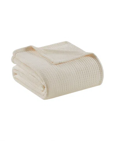 Premier Comfort Cozy Waffle Plush Blanket, Twin In Ivory