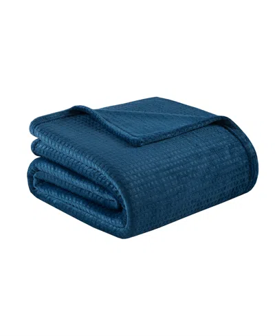 Premier Comfort Cozy Waffle Plush Blanket, Twin In Navy