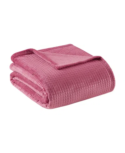 Premier Comfort Cozy Waffle Plush Blanket, Twin In Pink