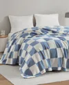Premier Comfort Feathersoft Lightweight Knit Blanket, Full/queen In Blue Checkered