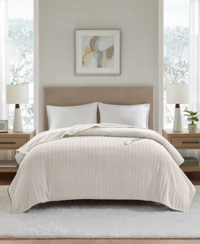 Premier Comfort Heated Textured Fleece Blanket, Full In White