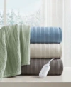 Premier Comfort Heated Textured Fleece Blanket In Gray