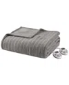 Premier Comfort Textured Fleece Heated Blanket, Queen In Grey