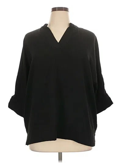 Pre-owned Premise 3/4 Sleeve Blouse In Black
