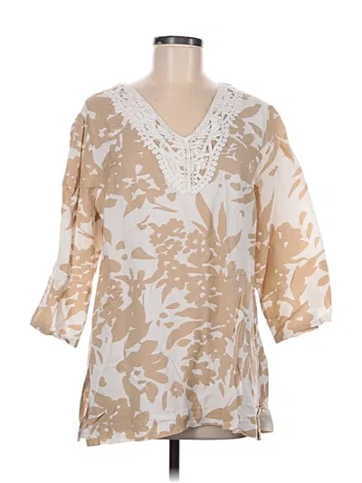 Pre-owned Premise 3/4 Sleeve Blouse In Brown