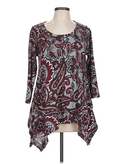 Pre-owned Premise 3/4 Sleeve Blouse In Burgundy