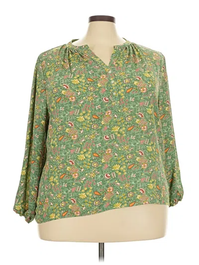 Pre-owned Premise 3/4 Sleeve Blouse In Green