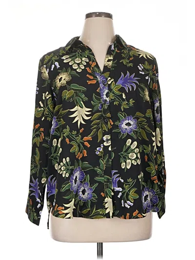 Pre-owned Premise 3/4 Sleeve Blouse In Green