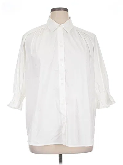 Pre-owned Premise 3/4 Sleeve Button Down Shirt In White