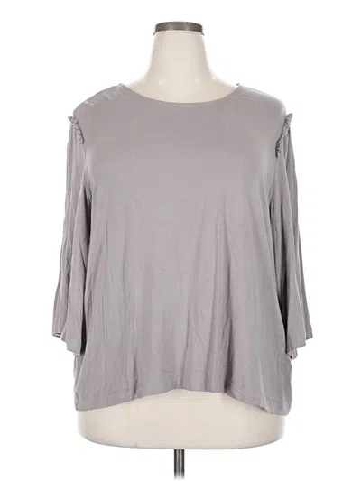 Pre-owned Premise 3/4 Sleeve Top Gray Boatneck Tops