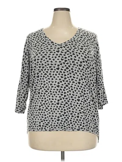 Pre-owned Premise 3/4 Sleeve Top Gray V-neck Tops