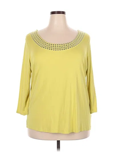 Pre-owned Premise 3/4 Sleeve Top Yellow Scoop Neck Tops