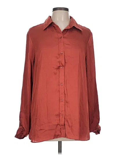 Pre-owned Premise Long Sleeve Blouse In Burgundy
