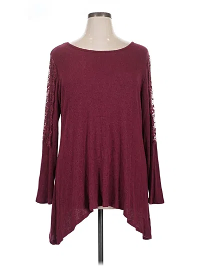 Pre-owned Premise Long Sleeve Top Burgundy Boatneck Tops