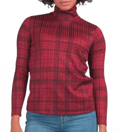 Premise Metallic Turtleneck Top In Red, Black