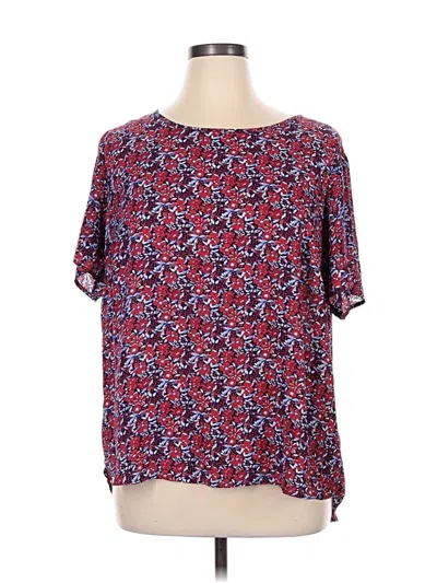 Pre-owned Premise Short Sleeve Blouse In Burgundy