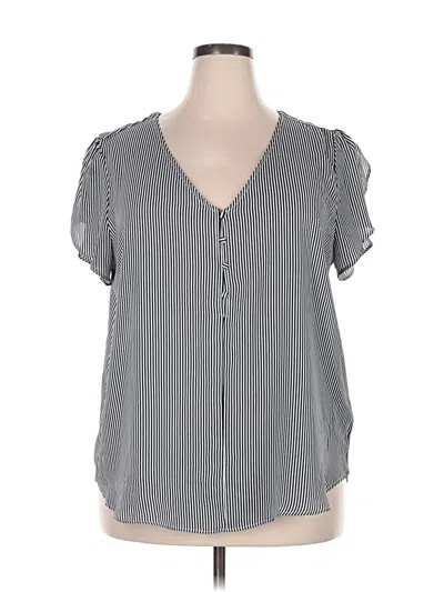 Pre-owned Premise Short Sleeve Blouse In Gray