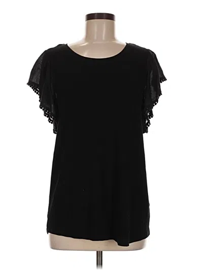 Pre-owned Premise Short Sleeve Top Black Ruffles Neckline Tops