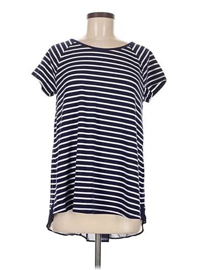 Pre-owned Premise Short Sleeve Top Blue Stripes Pattern Boatneck Tops