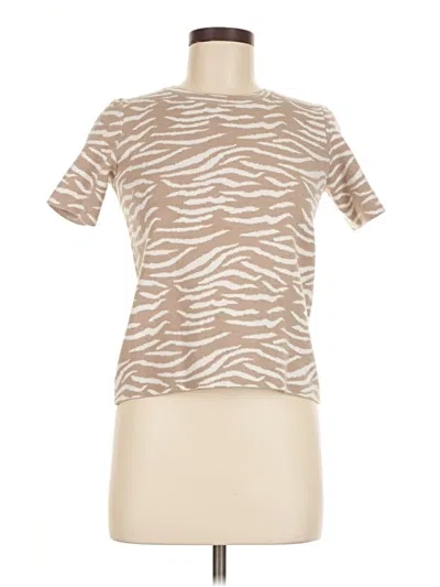 Pre-owned Premise Short Sleeve Top Tan Mock Neckline Tops