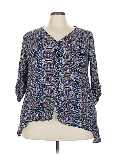 Pre-owned Premise Studio 3/4 Sleeve Blouse In Blue