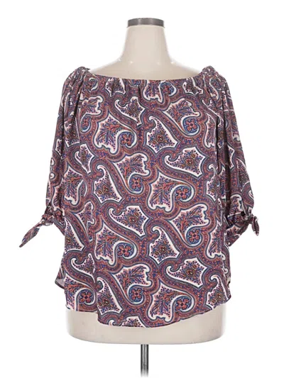 Premise Studio 3/4 Sleeve Blouse In Purple