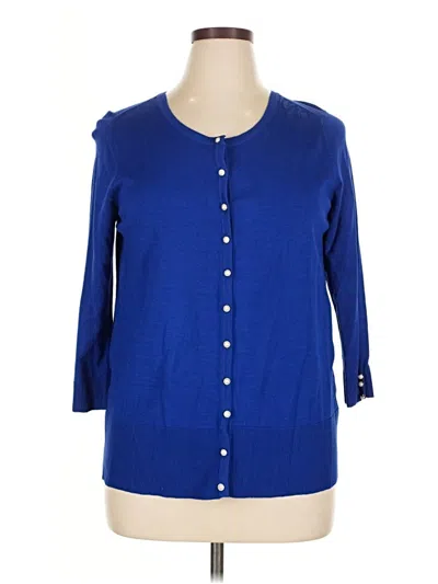 Pre-owned Premise Studio 3/4 Sleeve Button Down Shirt In Blue