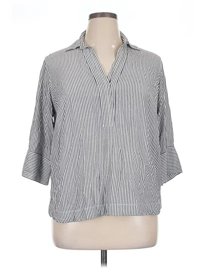 Pre-owned Premise Studio 3/4 Sleeve Button Down Shirt In Gray