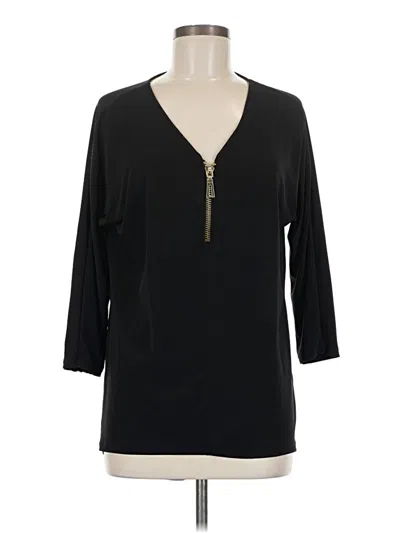 Pre-owned Premise Studio 3/4 Sleeve Top Black Plunge Neckline Tops