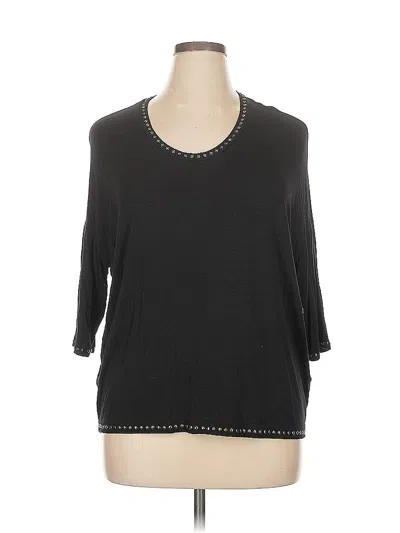 Pre-owned Premise Studio 3/4 Sleeve Top Black Scoop Neck Tops
