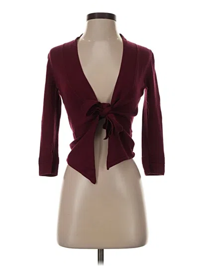 Pre-owned Premise Studio 3/4 Sleeve Top Burgundy Plunge Neckline Tops