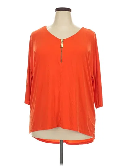 Pre-owned Premise Studio 3/4 Sleeve Top Orange Keyhole Neckline Tops