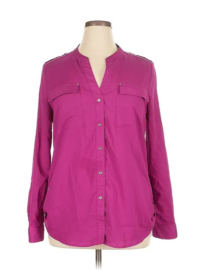 Pre-owned Premise Studio Long Sleeve Blouse In Purple
