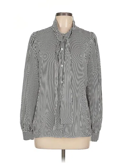 Pre-owned Premise Studio Long Sleeve Blouse In Silver