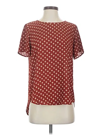 Pre-owned Premise Studio Short Sleeve Blouse In Burgundy